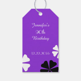 Etiquetas Para Regalos Floral Púrpura Gracias, Nombre, 2 Lados