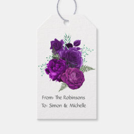 Etiquetas Para Regalos Floral Purpura y Verde