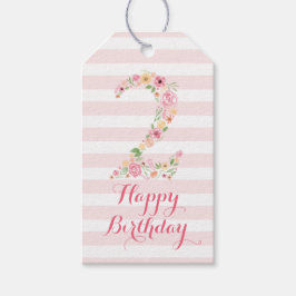 Etiquetas Para Regalos Floral rosa acuarela dos cumpleaños