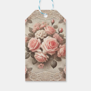 Etiquetas Para Regalos Floral Rosa Estilo Shabby Chic Vintage