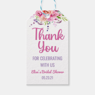 Etiquetas Para Regalos Floral rosa morada ducha de novia gracias a favor