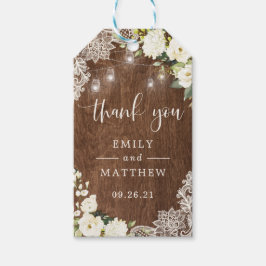 Etiquetas Para Regalos Floral Rustic Wood Lace String Luces Mason Jars