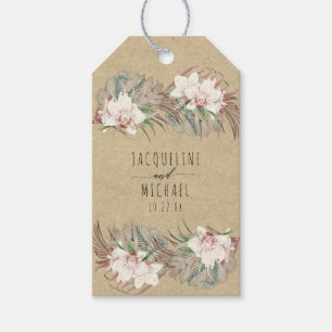 Etiquetas Para Regalos Floral Rústica Kraft Beach Orquídea Vegetación