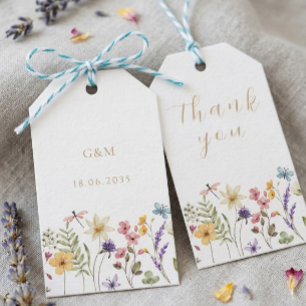 Etiquetas Para Regalos Floral Silvestre Acuarela Beige Sencillo