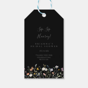 Etiquetas Para Regalos Floral silvestre negro Sip Hooray Bridal Shower