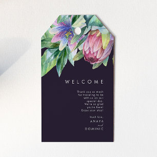 Etiquetas Para Regalos Floral tropical colorida Bienvenida de Boda púrp