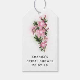 Etiquetas Para Regalos Floral y encaje rosa iridiscente