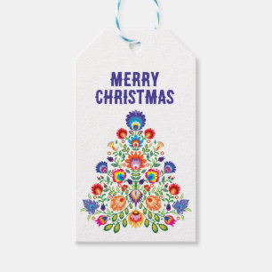 Etiquetas Para Regalos Florales encantados: Un tapiz de Yuletide del folc