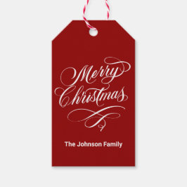 Etiquetas Para Regalos Floreciente caligrafía Feliz Navidad