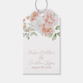 Etiquetas Para Regalos Flores Acuarela Románticas de Melocotón y Blanco