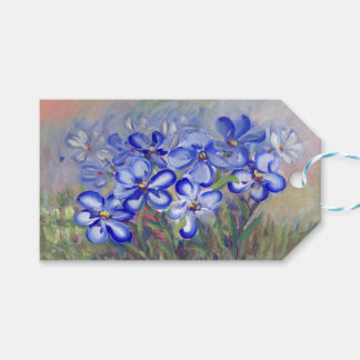 Etiquetas Para Regalos Flores azules en pintura de un Bella Artes de camp