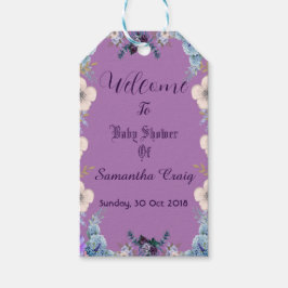 Etiquetas Para Regalos Flores Azules Pastel Capullos Lila Púrpura Baby Sh