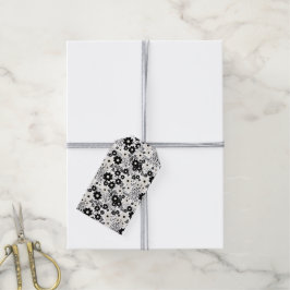 Etiquetas Para Regalos Flores beige y negra