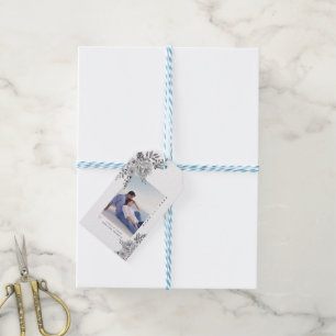 Etiquetas Para Regalos Flores de acuarela gris y foto