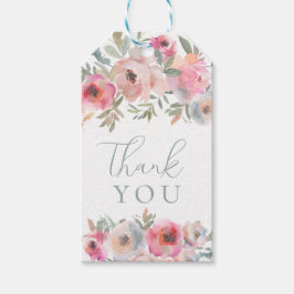 Etiquetas Para Regalos Flores de algodón románticas Rubor Blue Sage