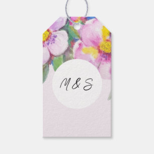 Etiquetas Para Regalos Flores de aroma artística color de agua personaliz