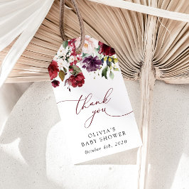 Etiquetas Para Regalos Flores de Borgoña, Flores Rosa, Boho, Baby Shower