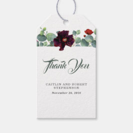 Etiquetas Para Regalos Flores de Borgoña y vegetación eucaliptus