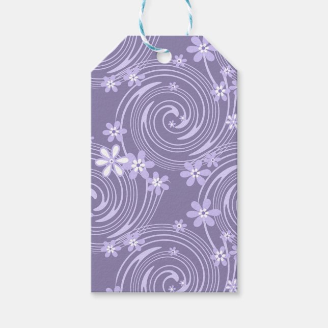 Etiquetas Para Regalos Flores de color lavander de remolinos violeta sin  (Anverso)