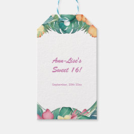 Etiquetas Para Regalos Flores de colores Cumpleaños Hawái