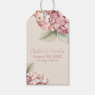 Etiquetas Para Regalos Flores de Hortensia Acuarela Rosa Romántico y Rubo