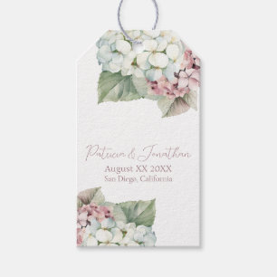Etiquetas Para Regalos Flores de Hortensias Acuarela Rosa y Blanco
