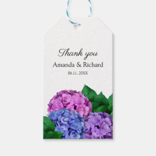 Etiquetas Para Regalos Flores de Hortensias Azules y Rosadas para Boda
