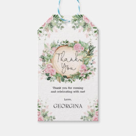 Etiquetas Para Regalos Flores de jardín rosado rústico Rubor con hojas bo