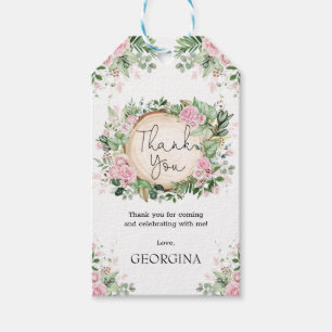 Etiquetas Para Regalos Flores de jardín rosado rústico Rubor con hojas bo