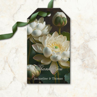 Etiquetas Para Regalos Flores de Lotus blancas: favor romántico