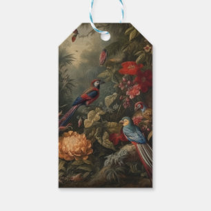 Etiquetas Para Regalos Flores de pájaros botánicos vintage en el paraíso