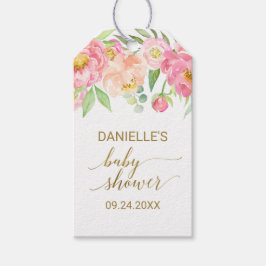 Etiquetas Para Regalos Flores de peonía rosada y rosa Baby Shower Favor