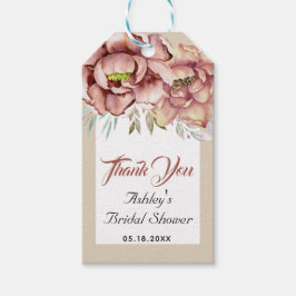 Etiquetas Para Regalos flores de terracota Gracias por la ducha de regalo
