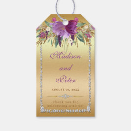 Etiquetas Para Regalos Flores Diamantes Boda Oro Gracias