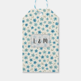 Etiquetas Para Regalos Flores diminutas modernas azules