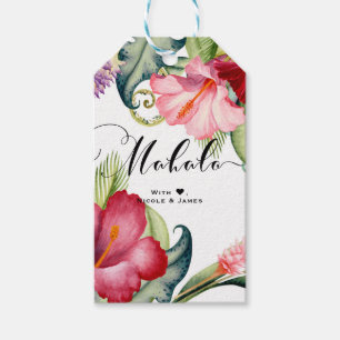 Etiquetas Para Regalos Flores exóticas tropicales boda MAHALO ALOHA