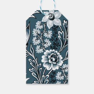 Etiquetas Para Regalos Flores Fantásticas (Slate Teal) Arte Fino