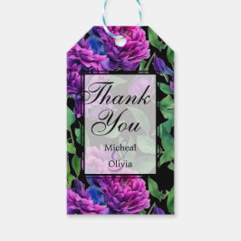 Etiquetas Para Regalos Flores florales de acuarela magenta púrpura elegan