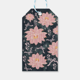Etiquetas Para Regalos Flores mágicas con diseño de purpurina 
