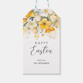 Etiquetas Para Regalos Flores Modernas de Primavera Amarillas Feliz Pascu