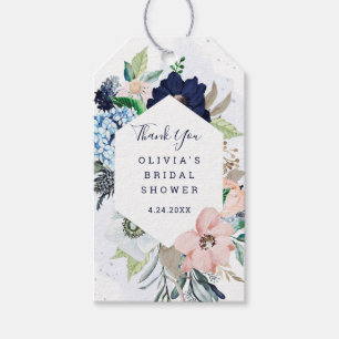 Etiquetas Para Regalos Flores náuticas de Rubor y la Marina   Gracias