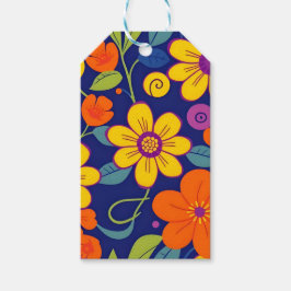 Etiquetas Para Regalos Flores retro coloridas al estilo dopaminérgico