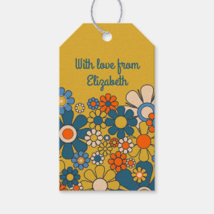 Etiquetas Para Regalos Flores retro Vintage 60s 70s Floral personalizada