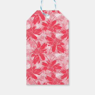 Etiquetas Para Regalos Flores rojas en blanco.