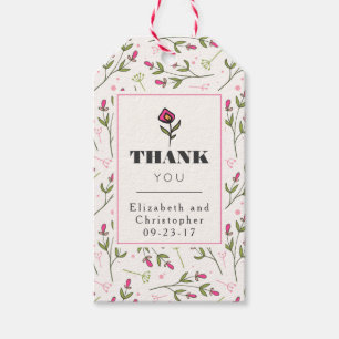Etiquetas Para Regalos Flores salvajes rosas y verdes