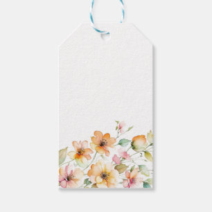 Etiquetas Para Regalos Flores Silvestres Acuarela Naranja Rosa Boho Preci