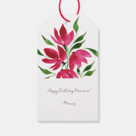 Etiquetas Para Regalos Flores silvestres rosadas Arte en acuarela suelta