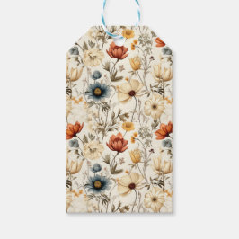 Etiquetas Para Regalos Flores silvestres secas vintage terracota azul mar