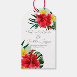 Etiquetas Para Regalos Flores tropicales hawaianas en blanco elegante