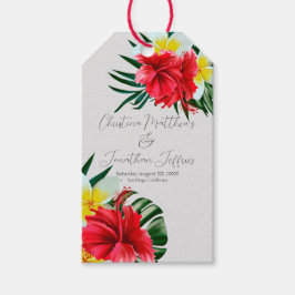 Etiquetas Para Regalos Flores Tropicales Hawaianos en Boda Elegante Salvi